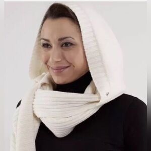 Lululemon Cream Knit Hooded Scarf